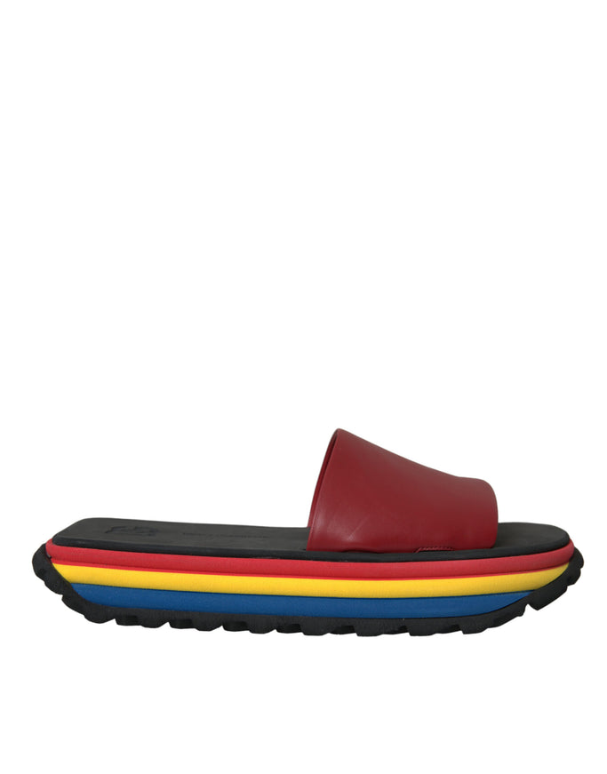 a pair of red and yellow slides on top of each other