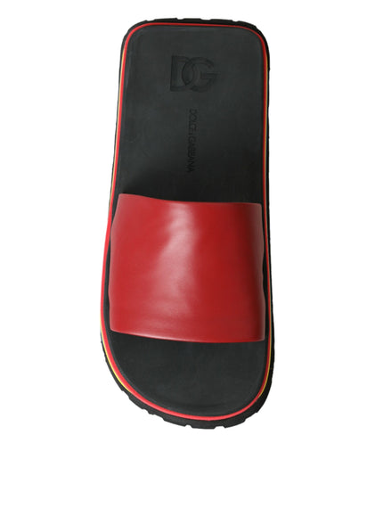 a red and black bag with a black bottom