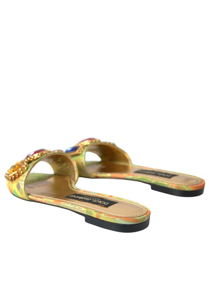 a pair of colorful sandals on a white background