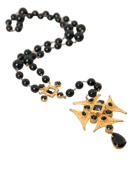 a black beaded necklace with a star on it