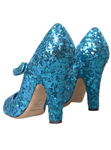 a pair of blue high heels with bows