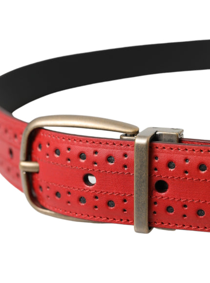 a close up of a red belt on a white background