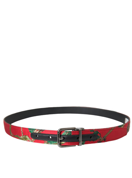 a red belt with a black buckle on a white background