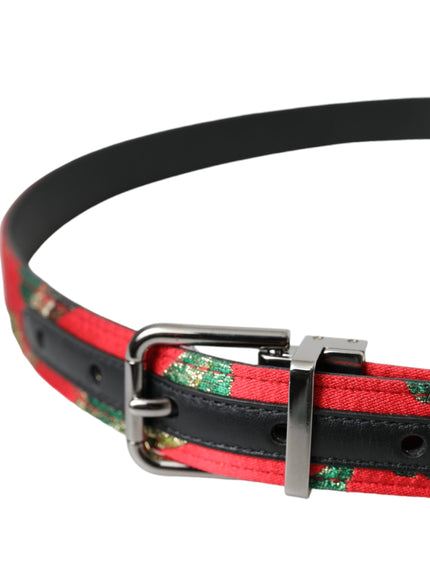 a red and black dog collar with a floral design