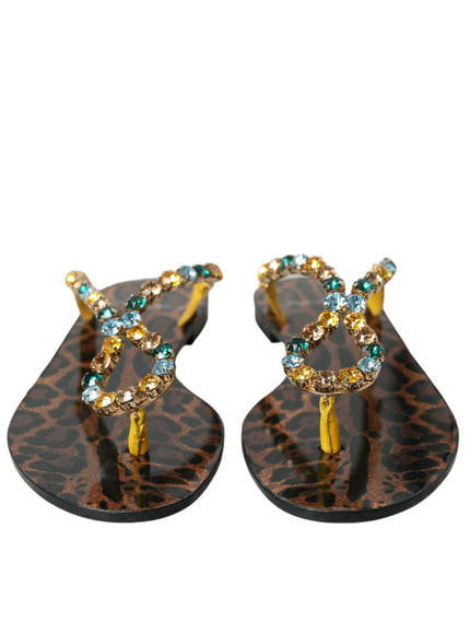 Dolce & Gabbana Leopard Crystal-Embellished Sandals
