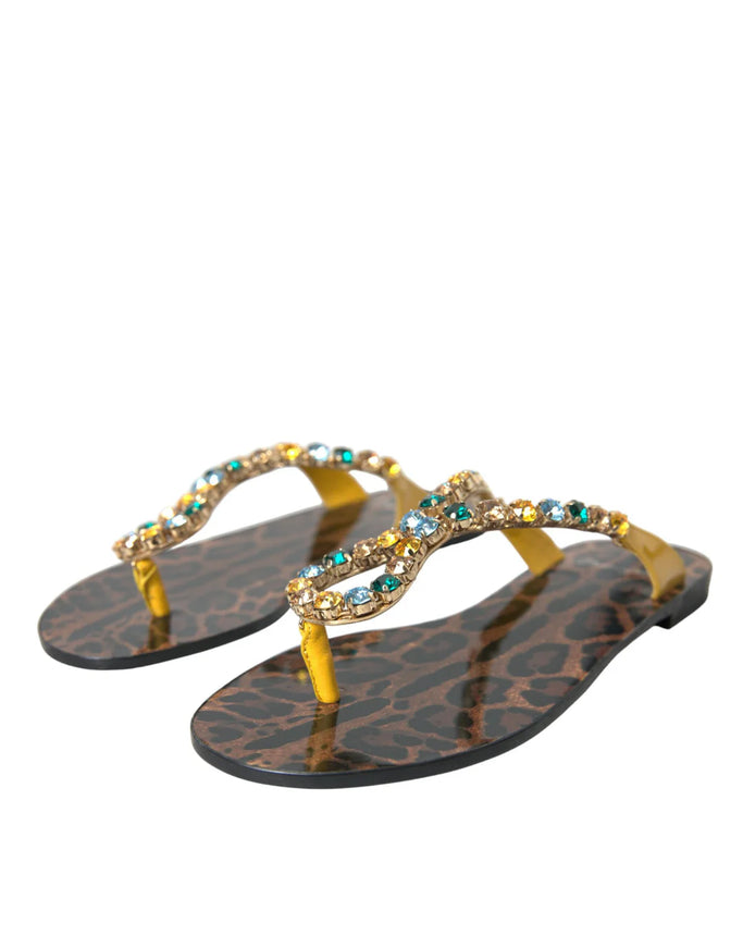 Dolce & Gabbana Leopard Crystal-Embellished Sandals