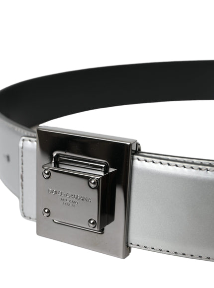 a black and silver belt with a metal buckle