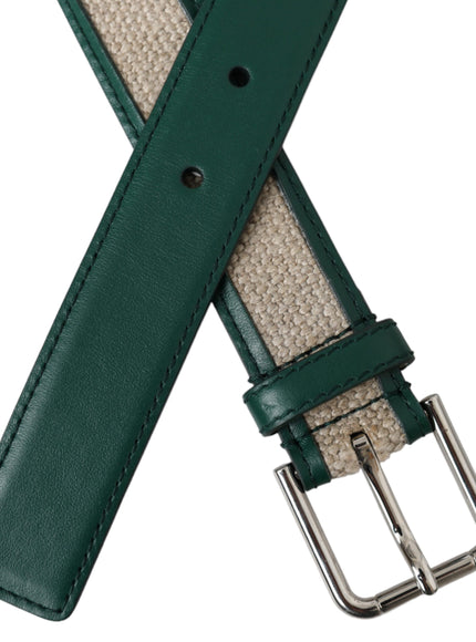 a green belt with a silver buckle