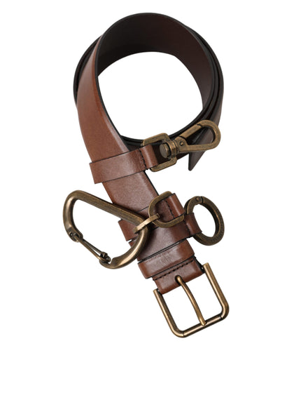 a brown leather belt with a metal buckle