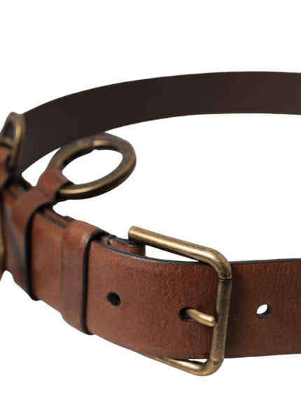 a brown leather belt with a metal buckle