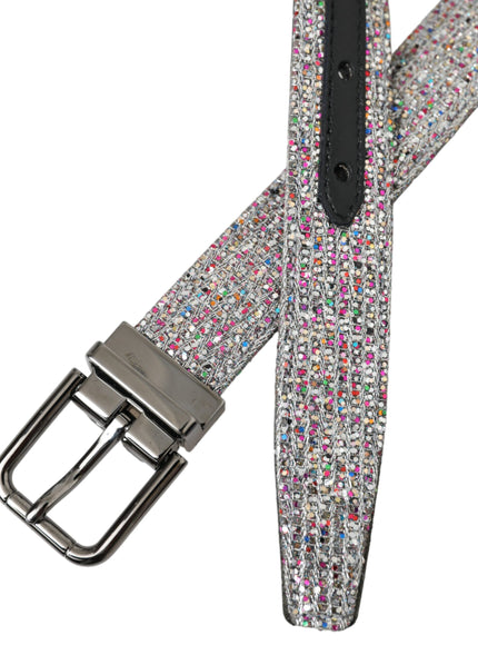 a silver belt with multicolored sequins on it