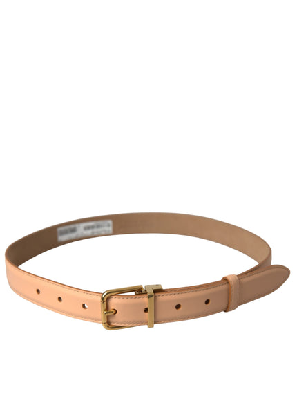 a tan leather belt with a gold buckle