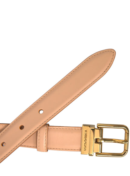 a tan leather belt with a gold buckle