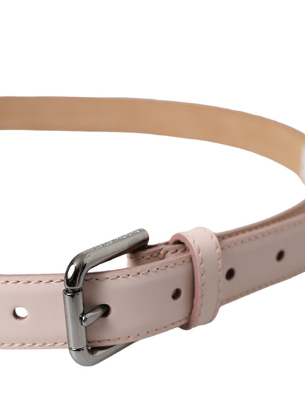 a pink leather belt with a metal buckle