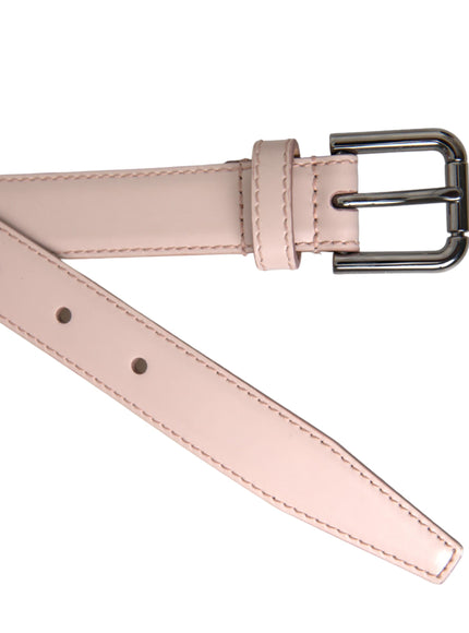 a pink leather belt with a metal buckle