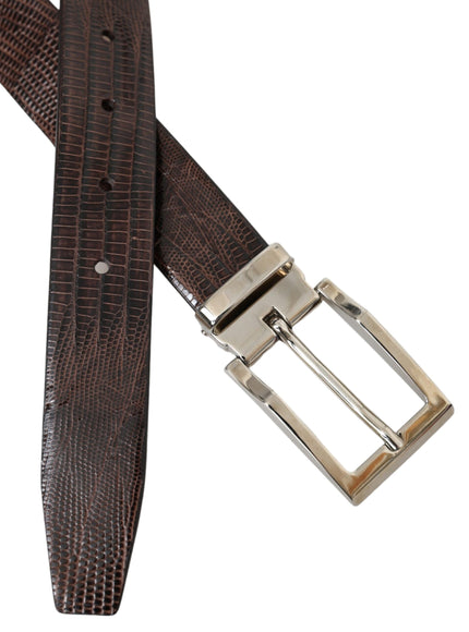 a brown belt with a metal buckle