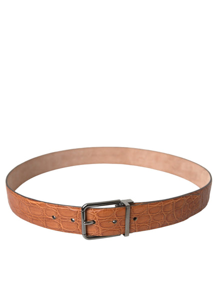 a brown belt with a metal buckle