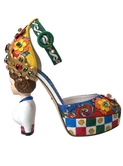 a woman's shoe with a colorful design on it