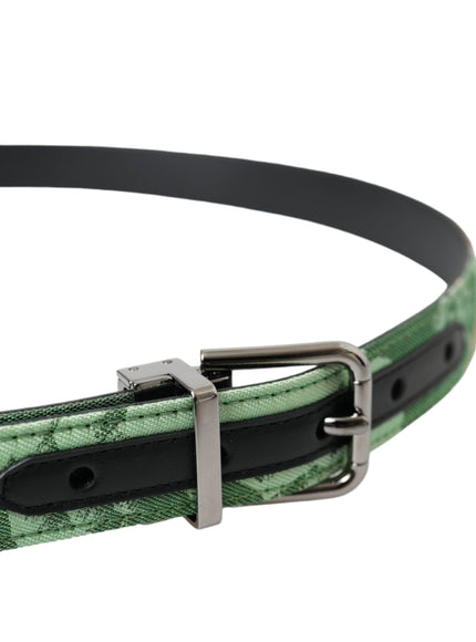 a green and black belt with a metal buckle