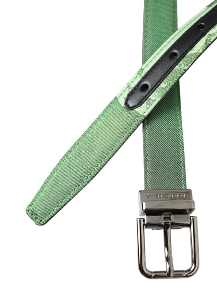 a green belt with a metal buckle