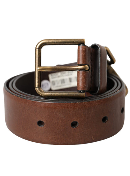 a brown leather belt with a metal buckle