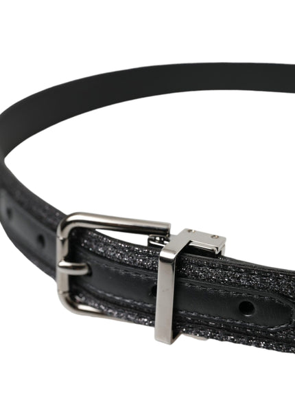 a black leather belt with a metal buckle