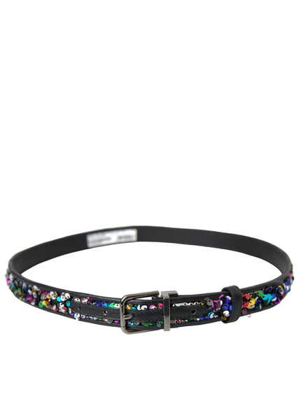 a black belt with colorful beads on it