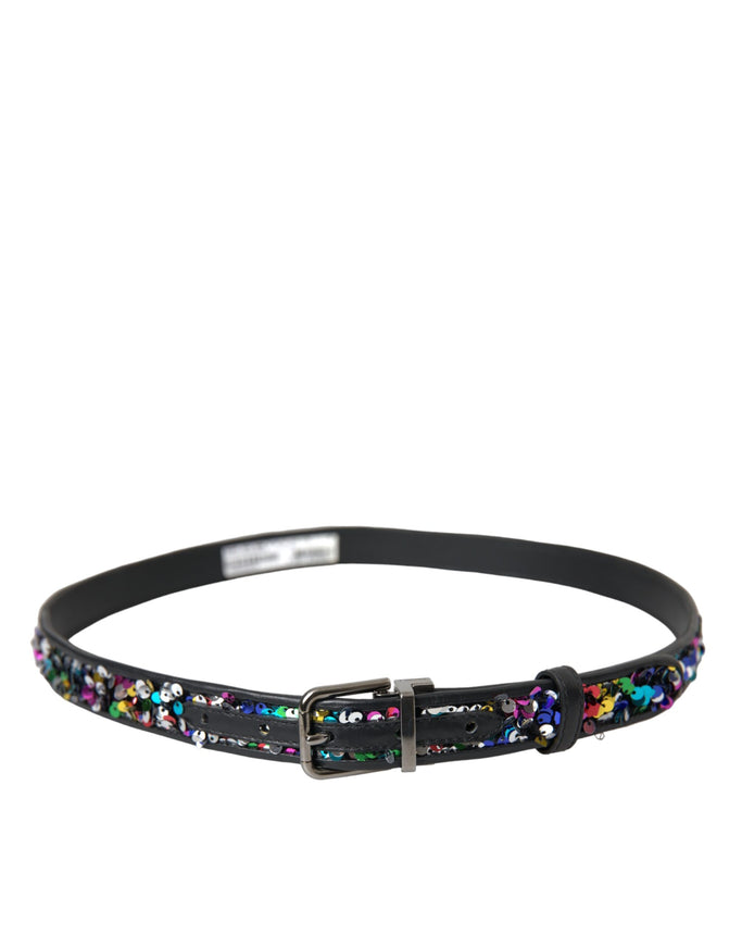 a black belt with colorful beads on it