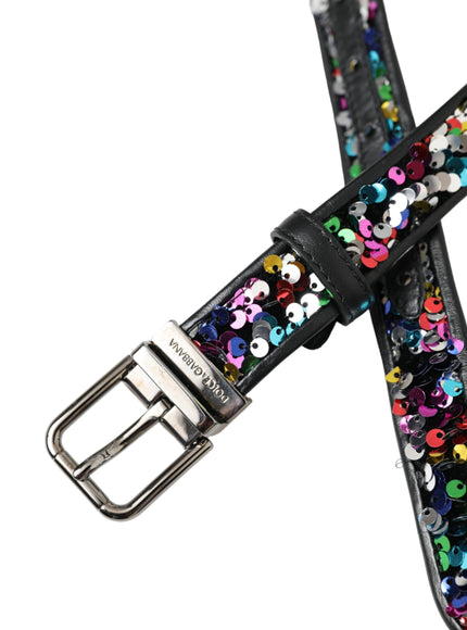 a black belt with colorful skulls on it