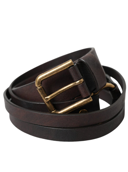 a brown leather belt with a gold buckle