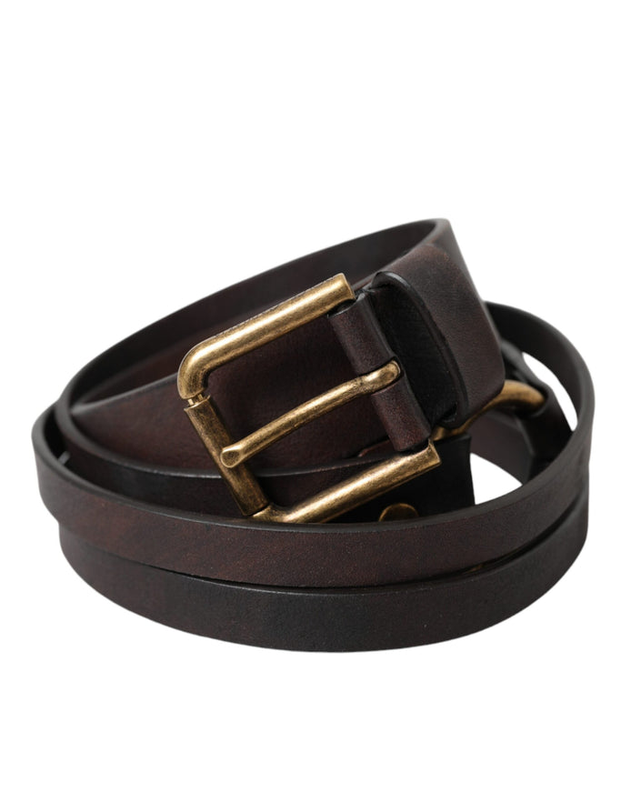 a brown leather belt with a gold buckle