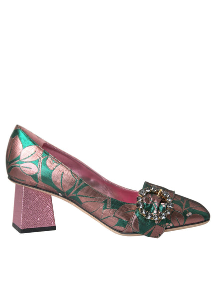 a women's shoe with a flower on the heel