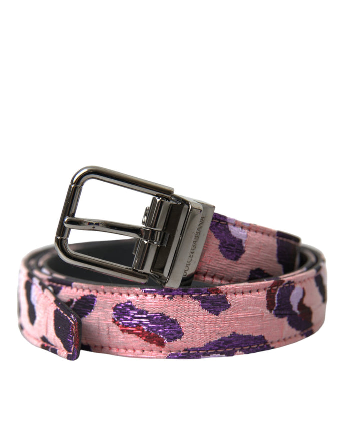 a pink and purple belt with a black buckle