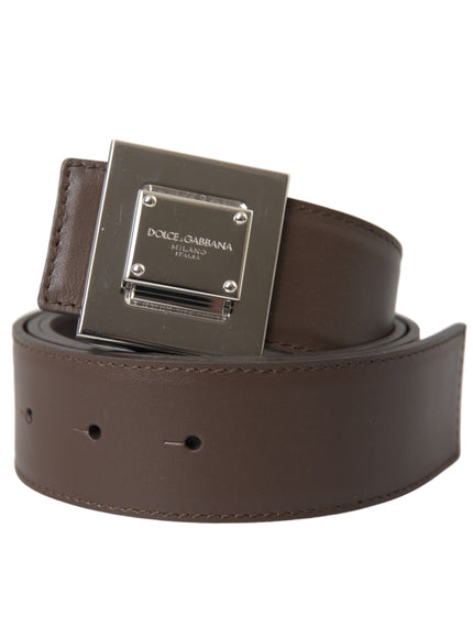 a brown belt with a metal buckle