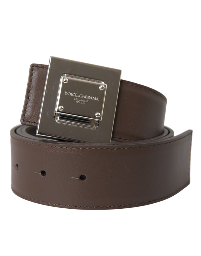 a brown belt with a metal buckle