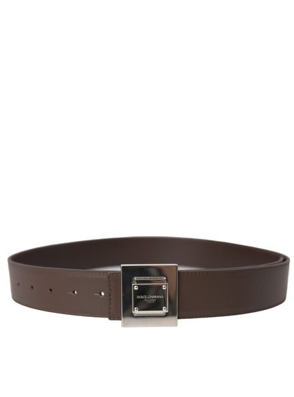 a brown belt with a metal buckle