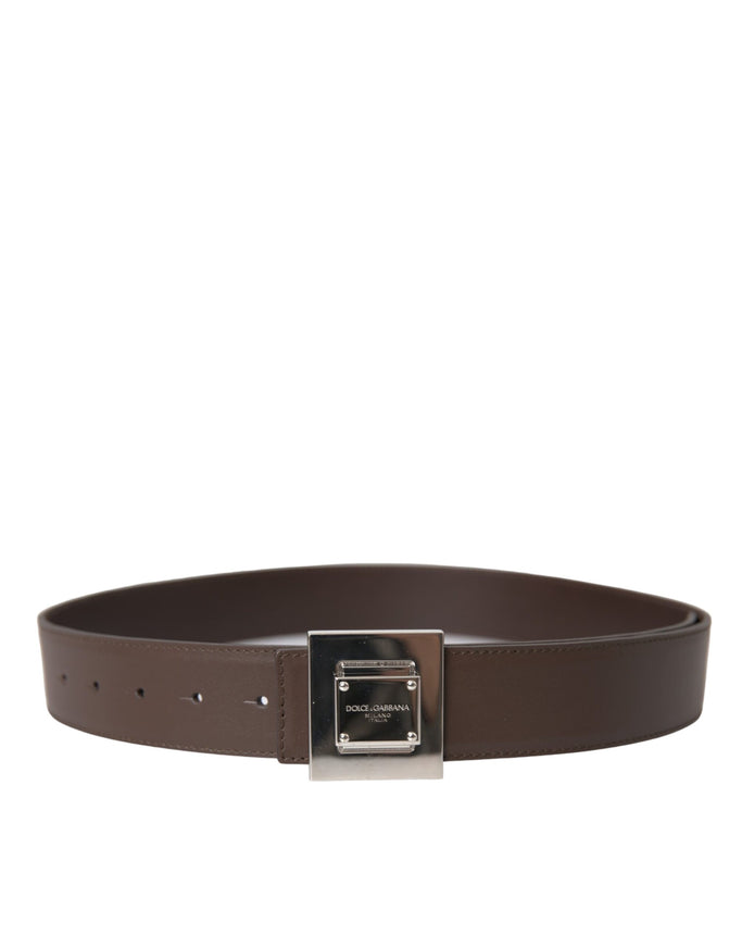 a brown belt with a metal buckle