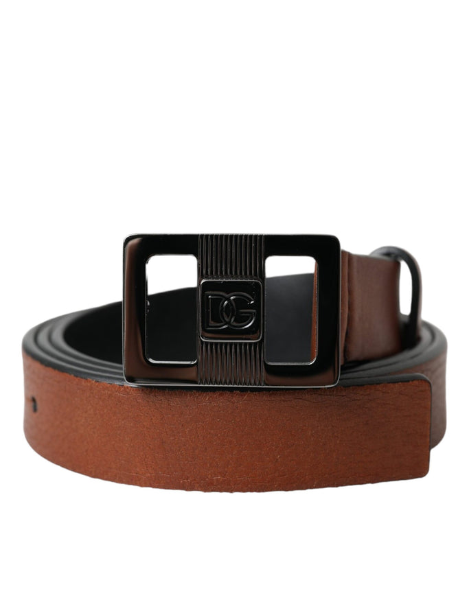 a brown belt with a black buckle