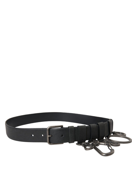 a black belt with metal buckles on a white background