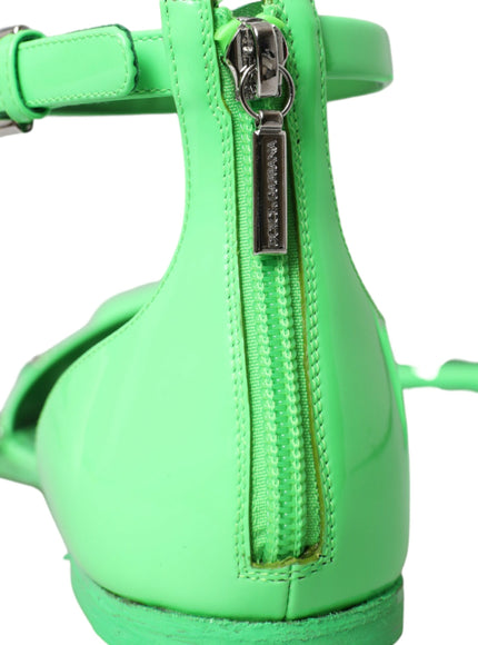 a close up of a green shoe with a zipper