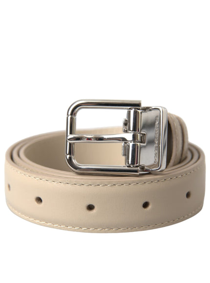 a white belt with a metal buckle