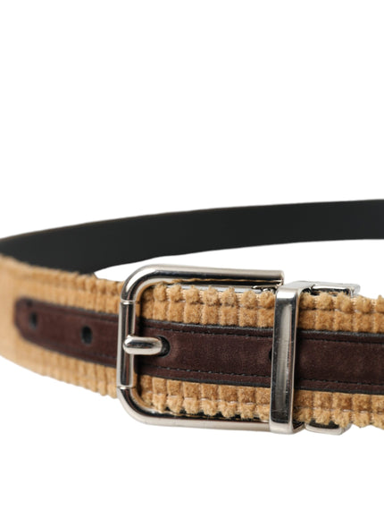 a brown and black belt with a metal buckle