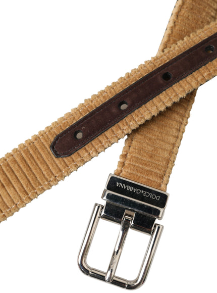 a brown belt with a metal buckle on a white background