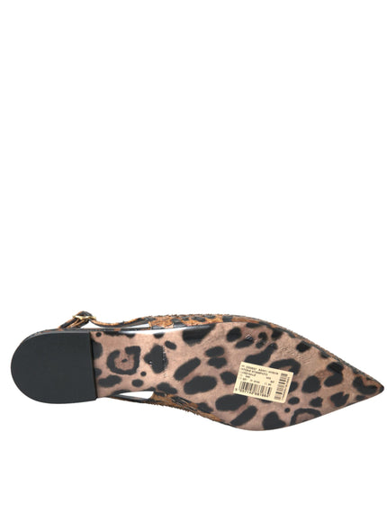 a woman's shoe with a leopard print pattern