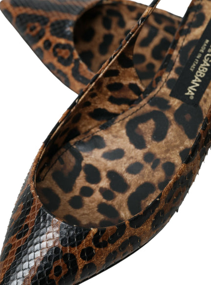 a close up of a pair of leopard print shoes