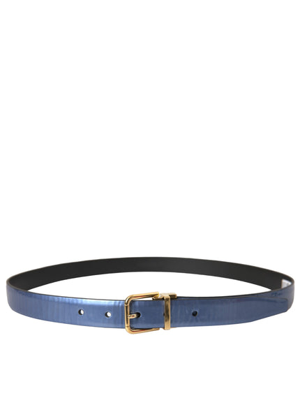 a blue belt with a gold buckle