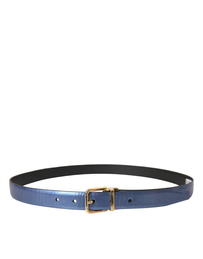 a blue belt with a gold buckle