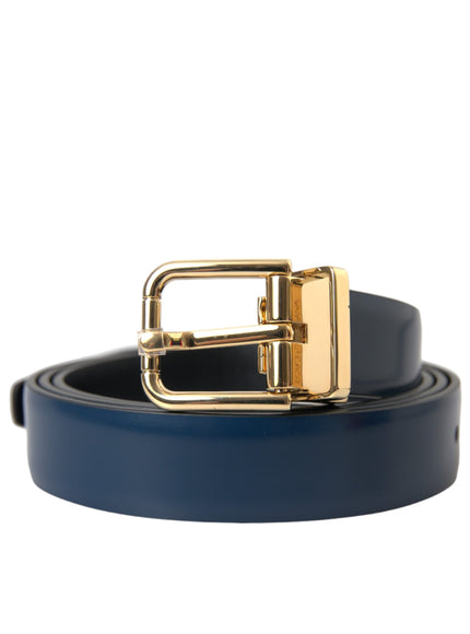 a blue belt with a gold buckle