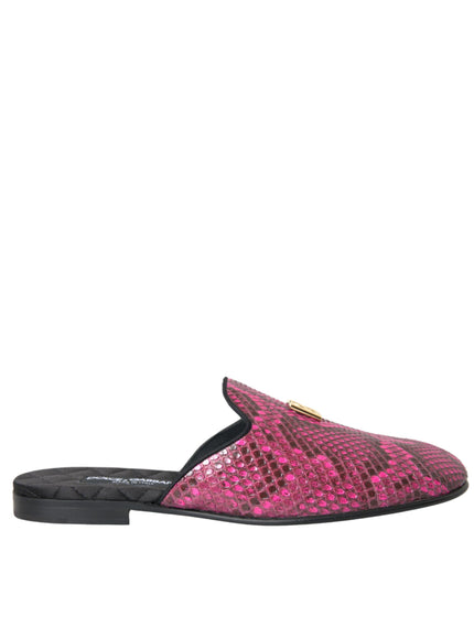 a pink slipper with a snake skin pattern