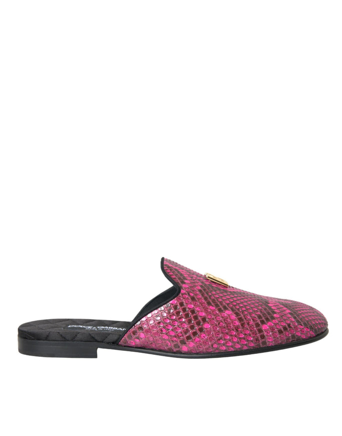 a pink slipper with a snake skin pattern